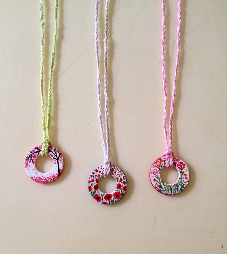 hand painted washer necklaces